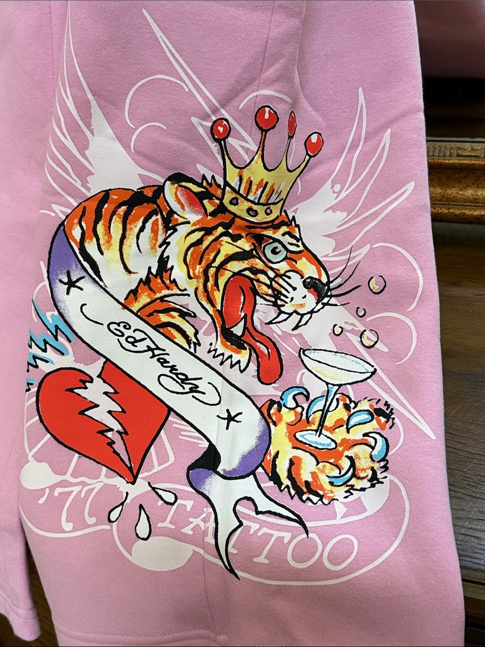 Ed Hardy Pink Graphic Tiger Crown Sweatpants. Size L. - Picture 2 of 13